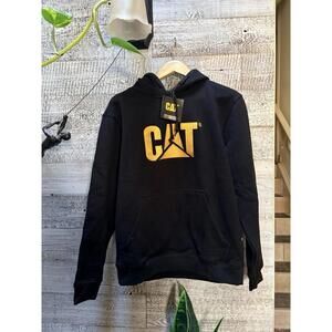 Caterpillar | NWT Thick CAT Logo Pullover Hoodie - Men's Small, Black/Yellow